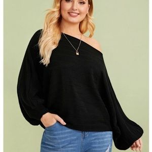 1 LEFT! 💛 Off Shoulder Black Sweater Sz 3X